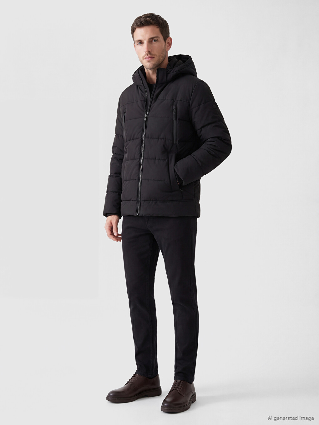 Man Black Puffer Coat-1