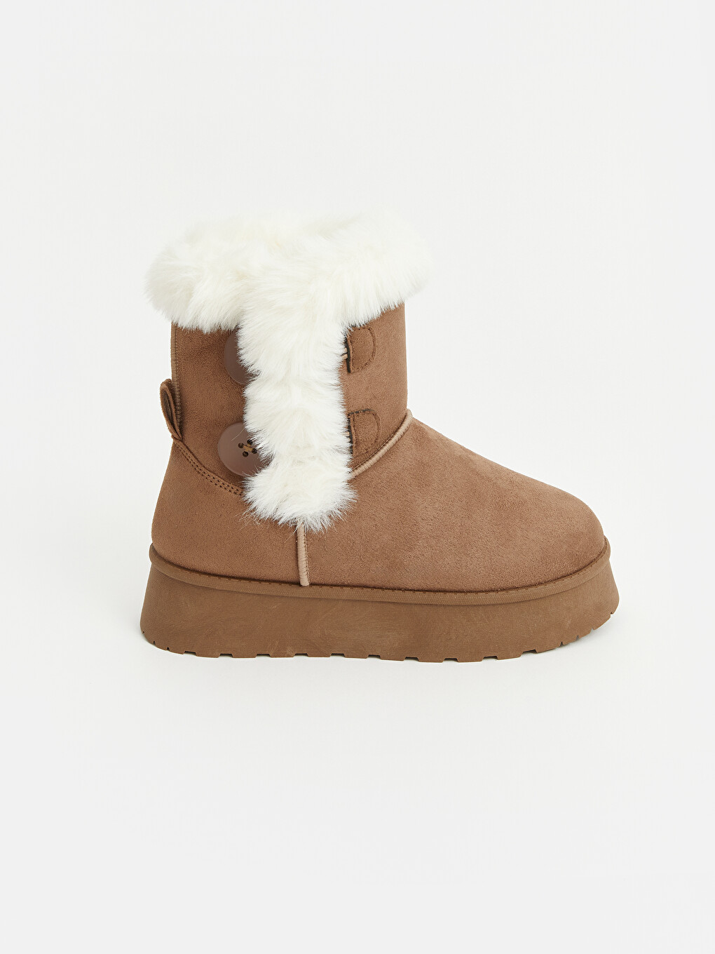 Женские Замшевые Ботинки С Меховой Отделкой И Пуговицами-1