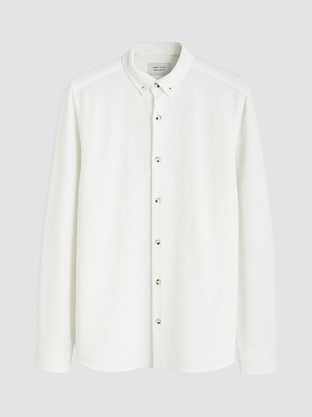 Slim Fit Buttoned Collar Men's Textured Shirt