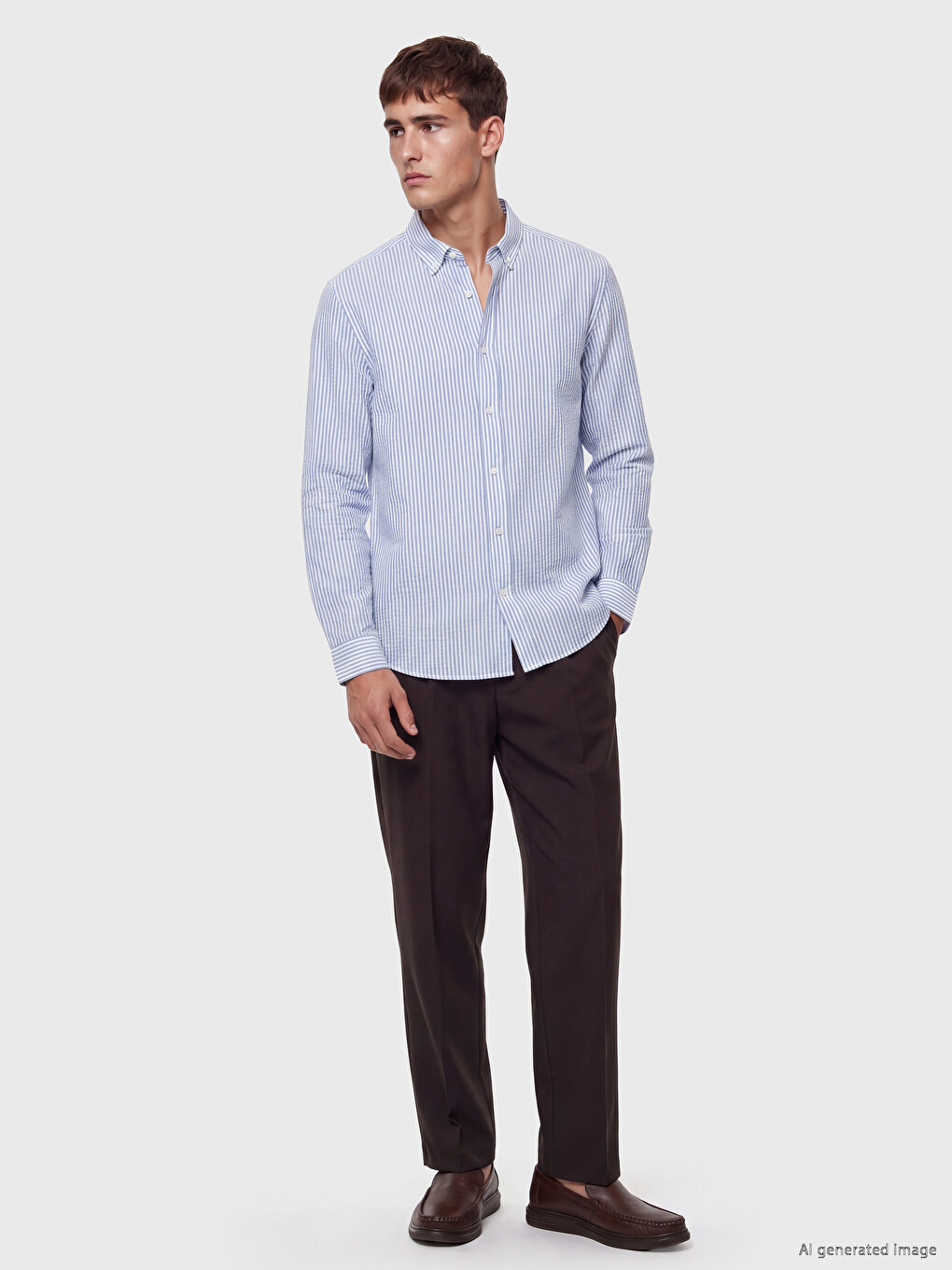 Regular Fit Striped Crinkle Men's Shirt-1