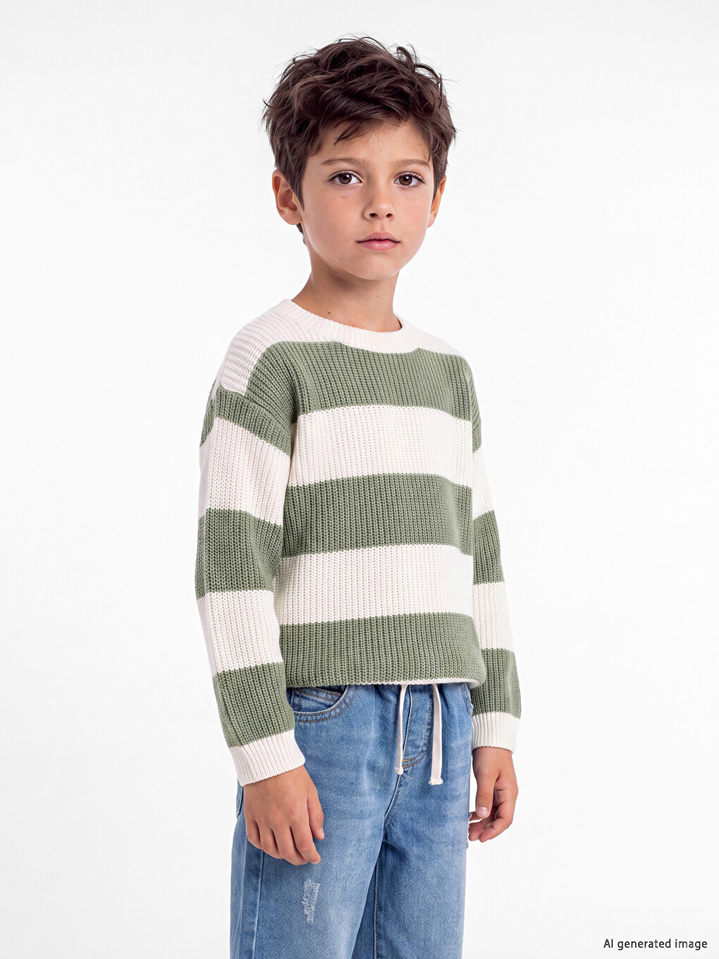 Crew Neck Striped Boys' Knitwear Sweater-1