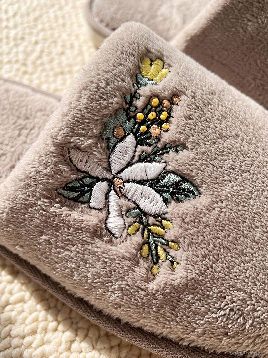Papuci De Casă Pentru Femei Cu Broderie Florală-1