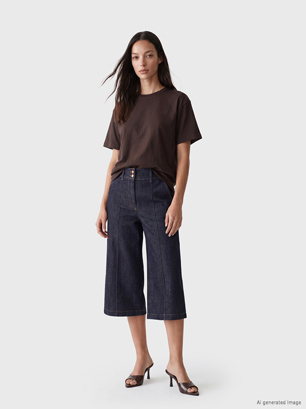 Femër Ngjyre Kafe T-shirt-1