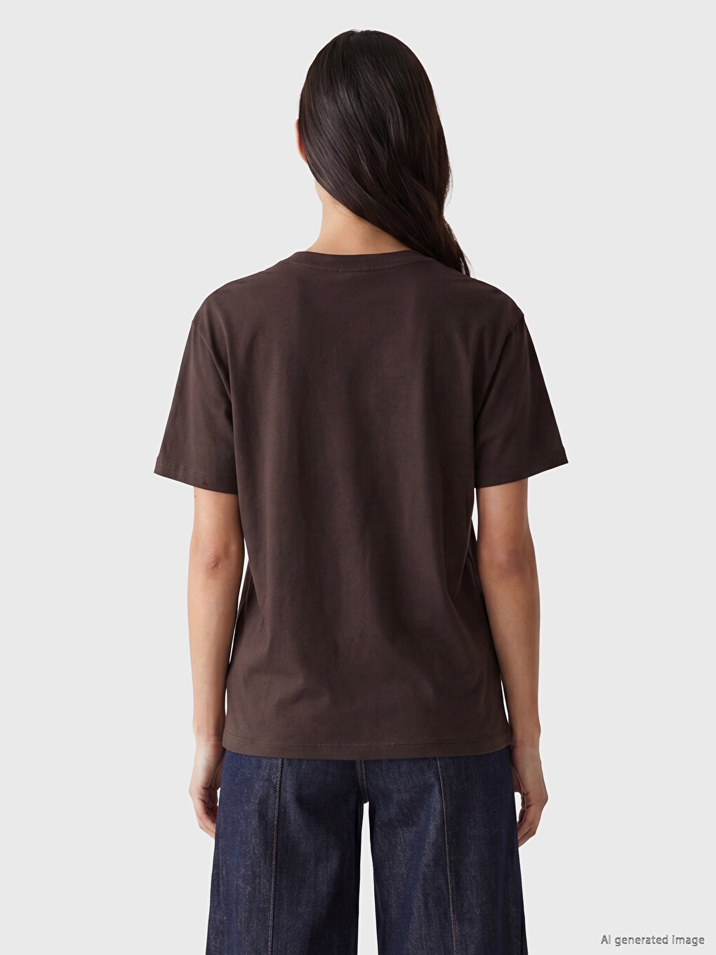 Femër Ngjyre Kafe T-shirt-2