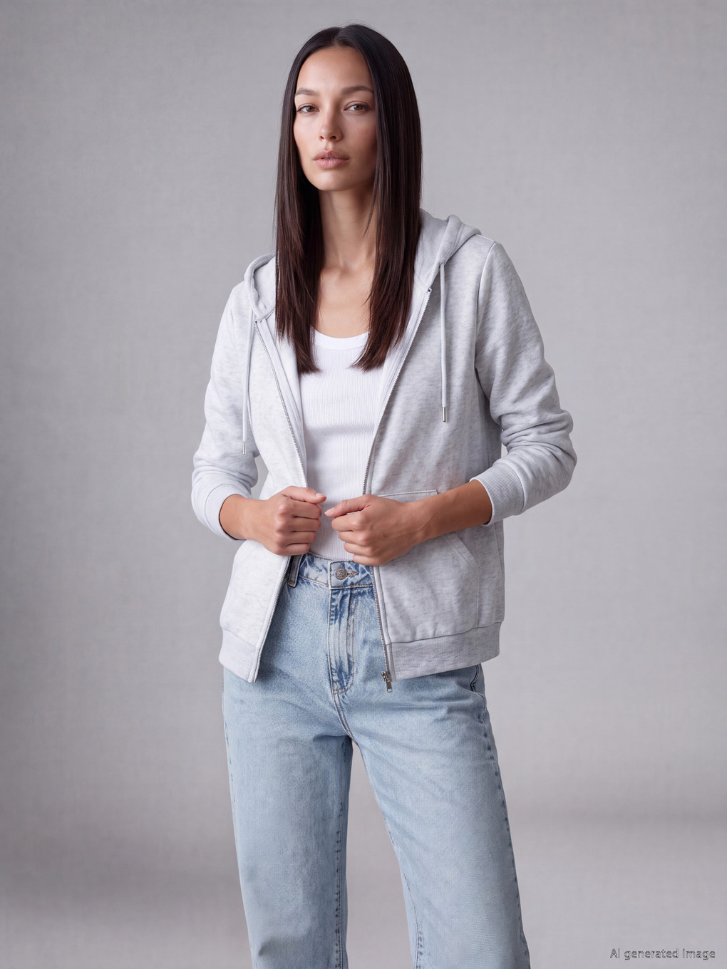 Hooded Oversize Women's Zippered Sweatshirt