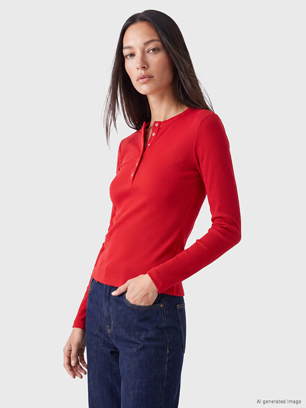 Kırmızı Bisiklet Yaka Kadın Body
