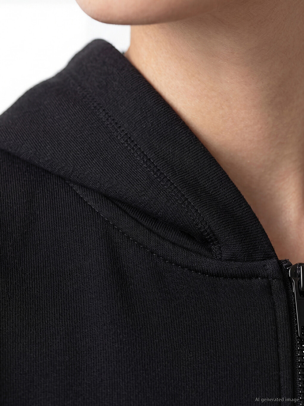 Woman Black Zip-up Sweatshirt-2