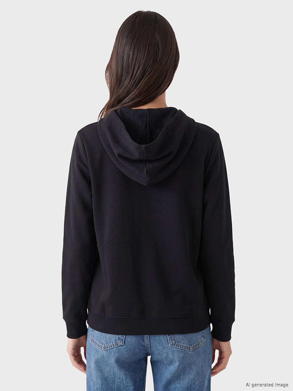 Woman Black Zip-up Sweatshirt-3