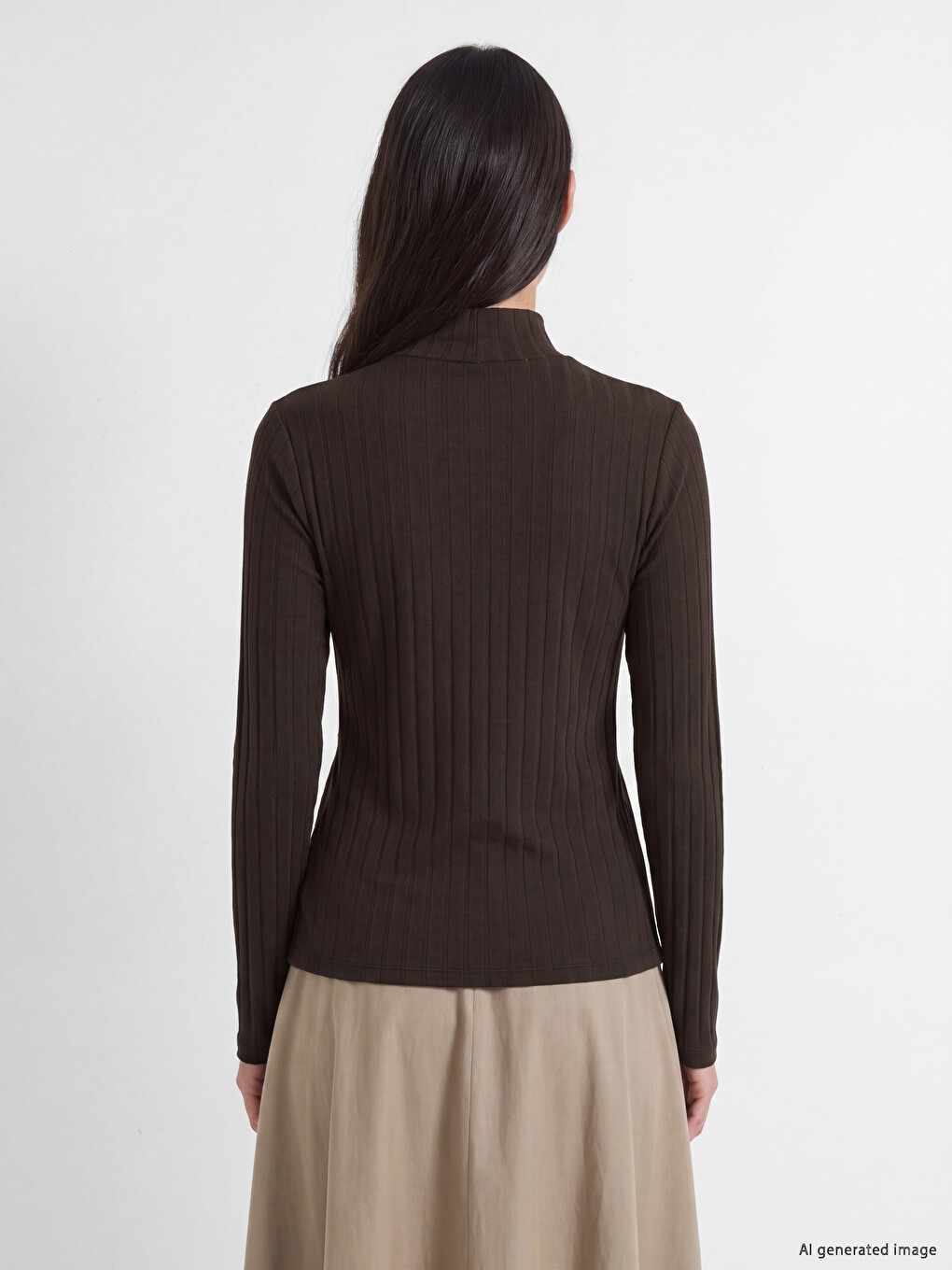 Mock Neck Women's Ribbed Body-3