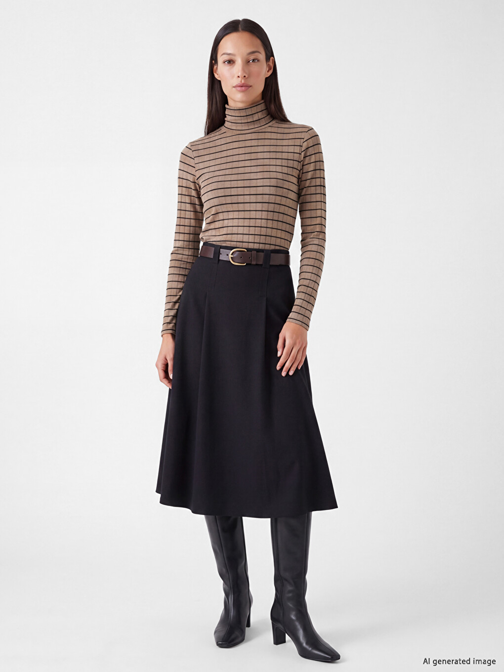 Mock Neck Striped Women's Body-1
