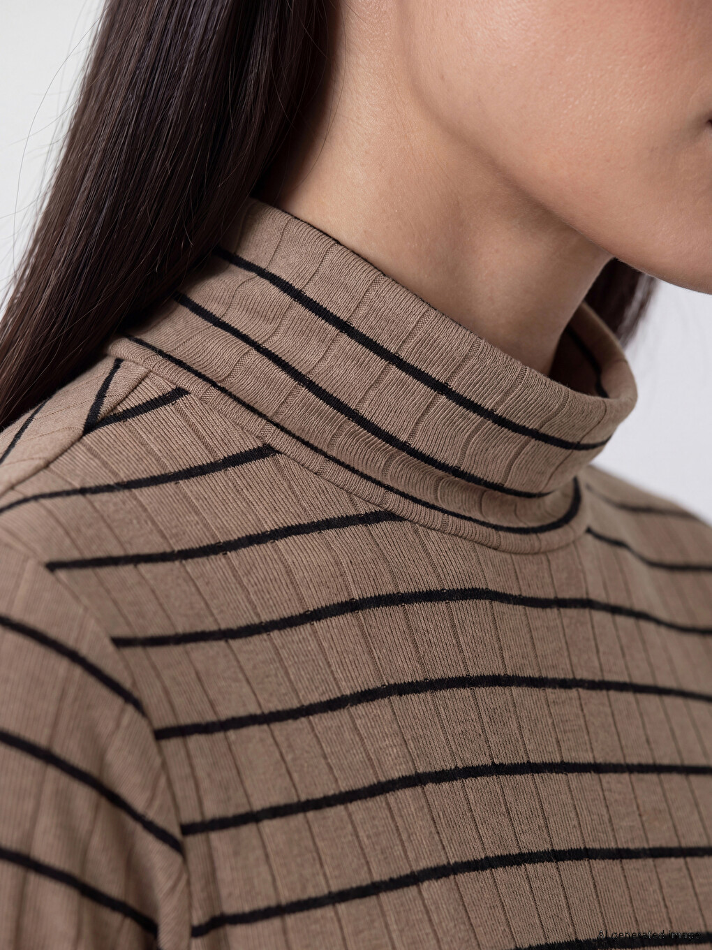 Mock Neck Striped Women's Body-2
