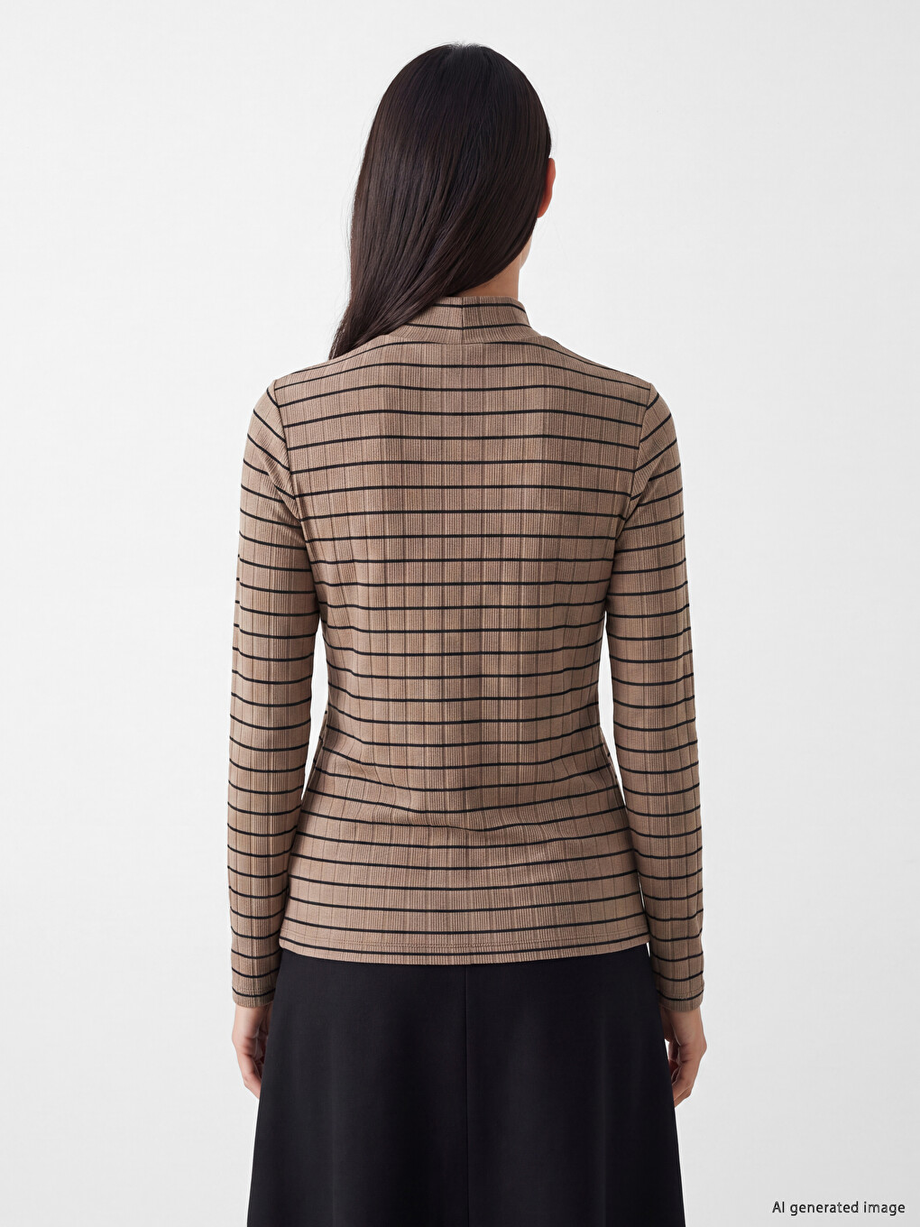 Mock Neck Striped Women's Body-3