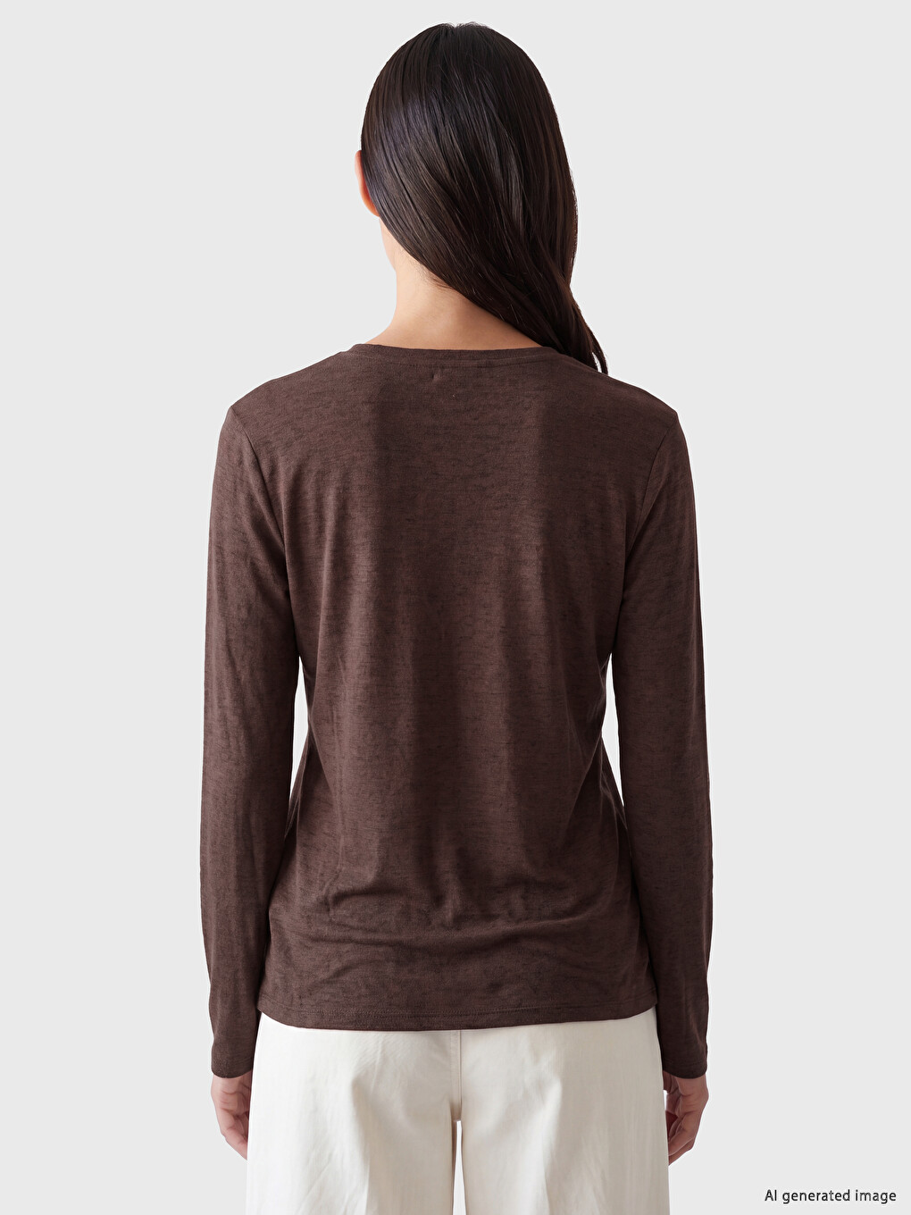 Femër Ngjyre Kafe T-shirt-3