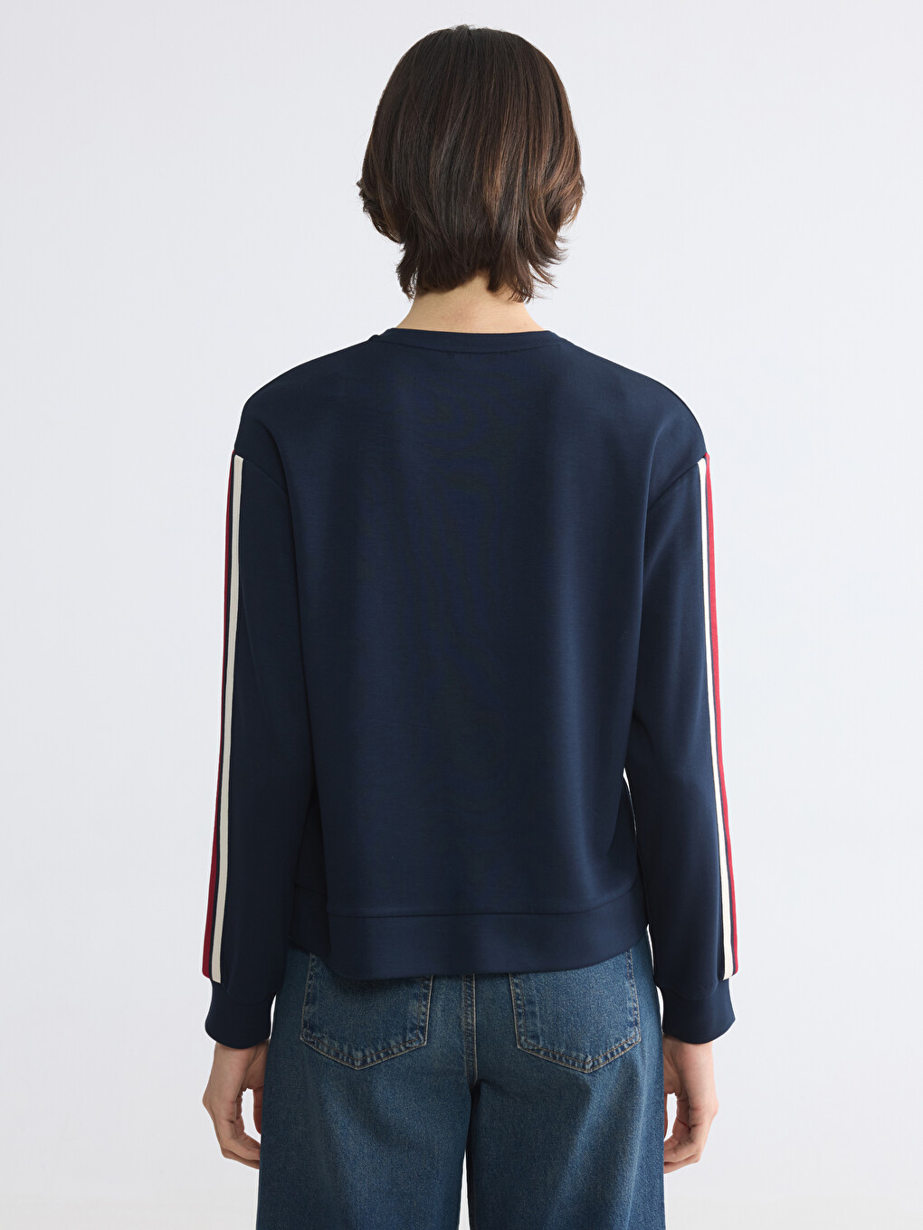 Şerit Detaylı Soft Touch Kadın Sweatshirt-3