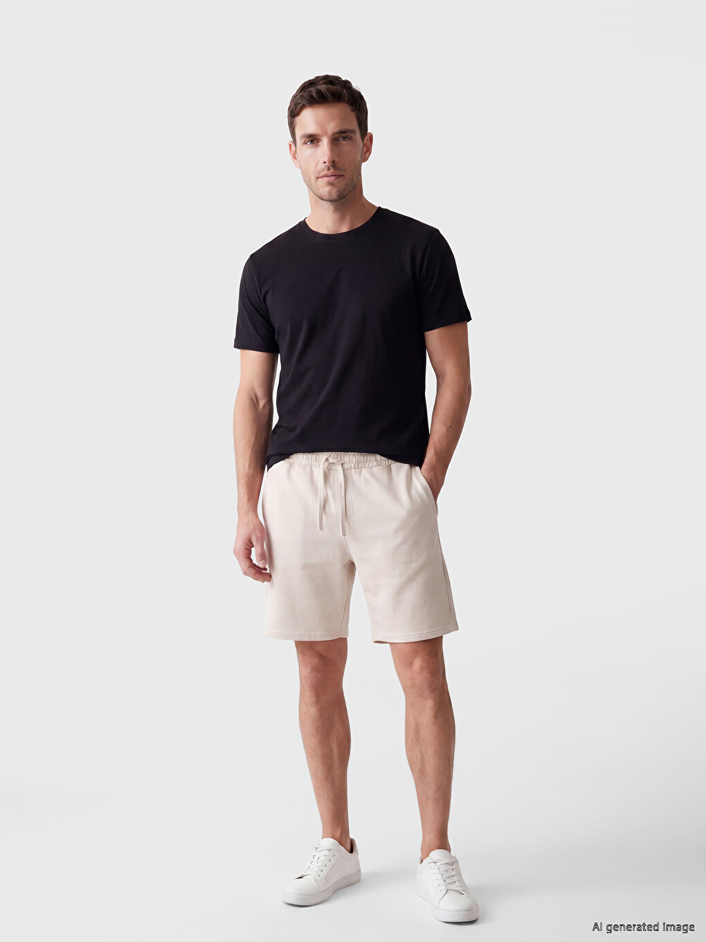Siyah Slim Fit %100 Pamuk Erkek Tişört-1