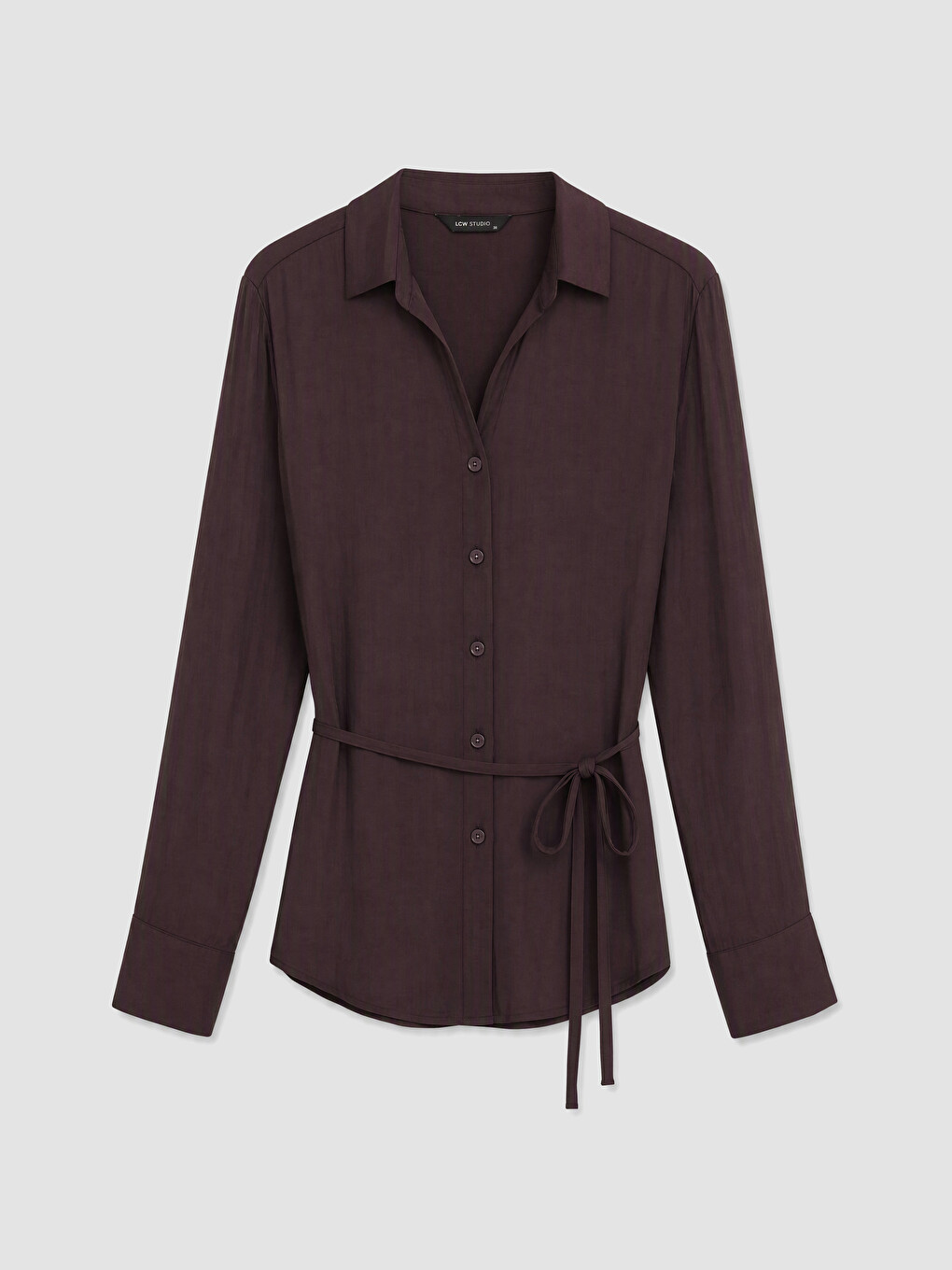 Sashed Satin Women's Shirt-4