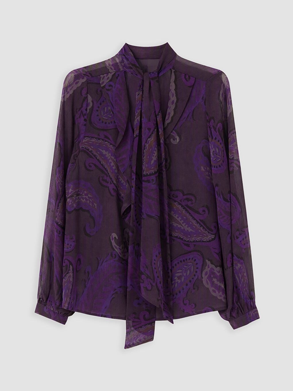 Tie Neck Patterned Chiffon Blouse-4