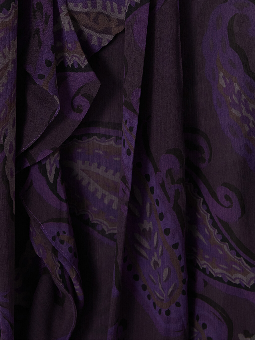 Tie Neck Patterned Chiffon Blouse-5
