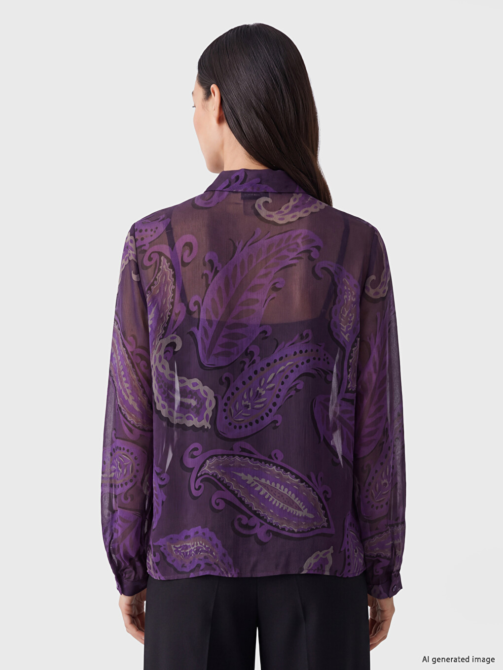 Tie Neck Patterned Chiffon Blouse-3