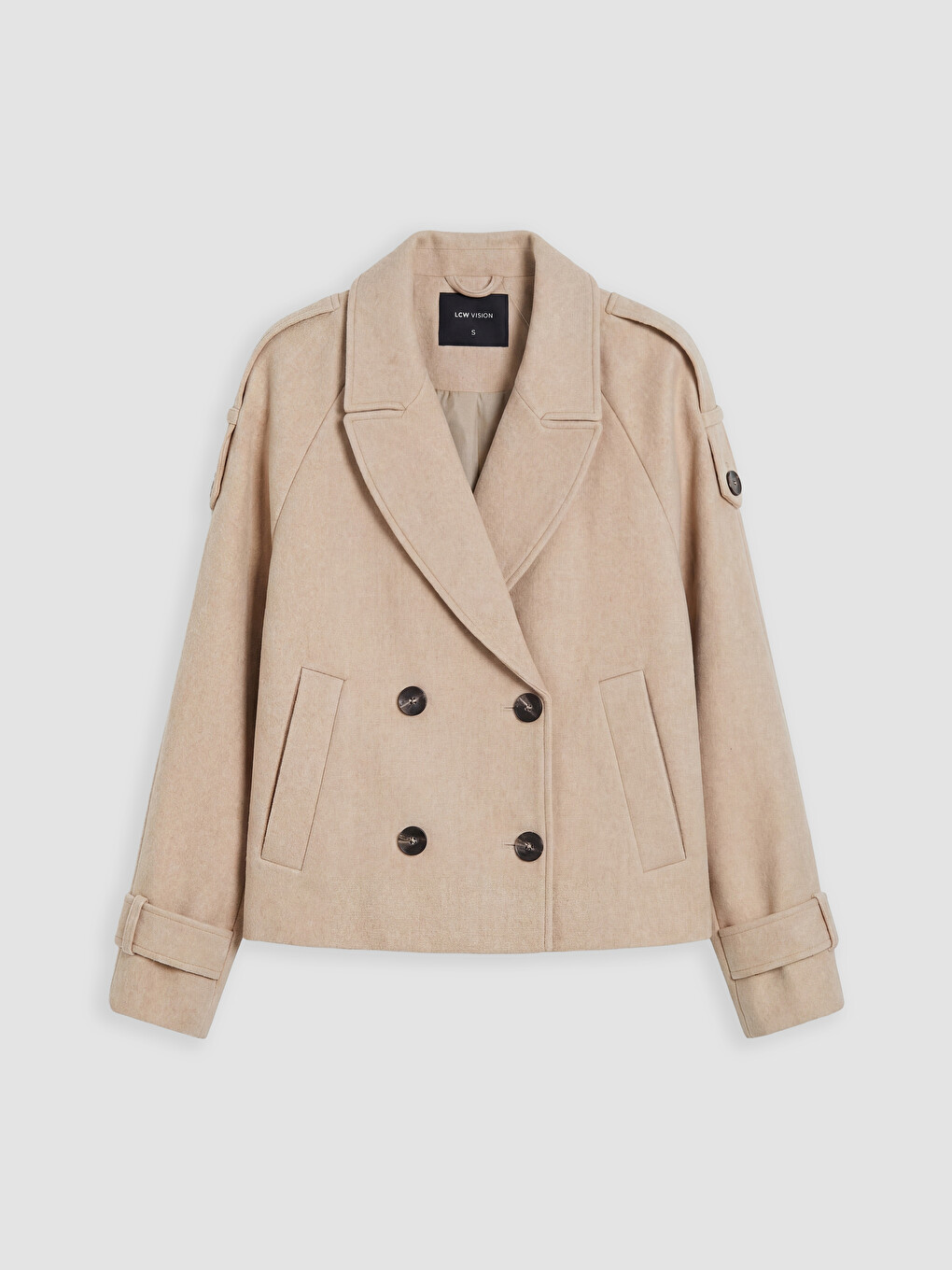 Double Breasted Collar Women's Cachet Overcoat-4