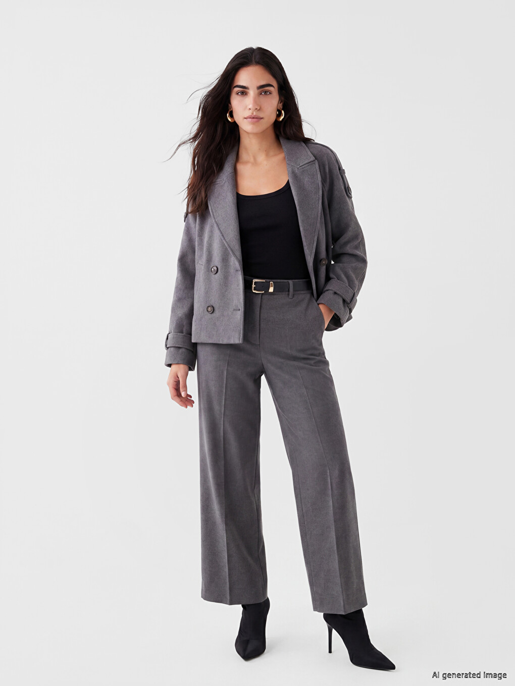 Double Breasted Collar Women's Cachet Overcoat-1