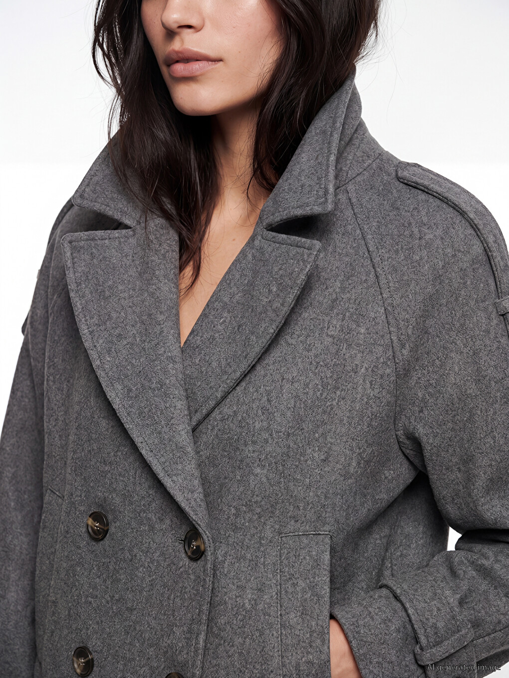 Double Breasted Collar Women's Cachet Overcoat-2
