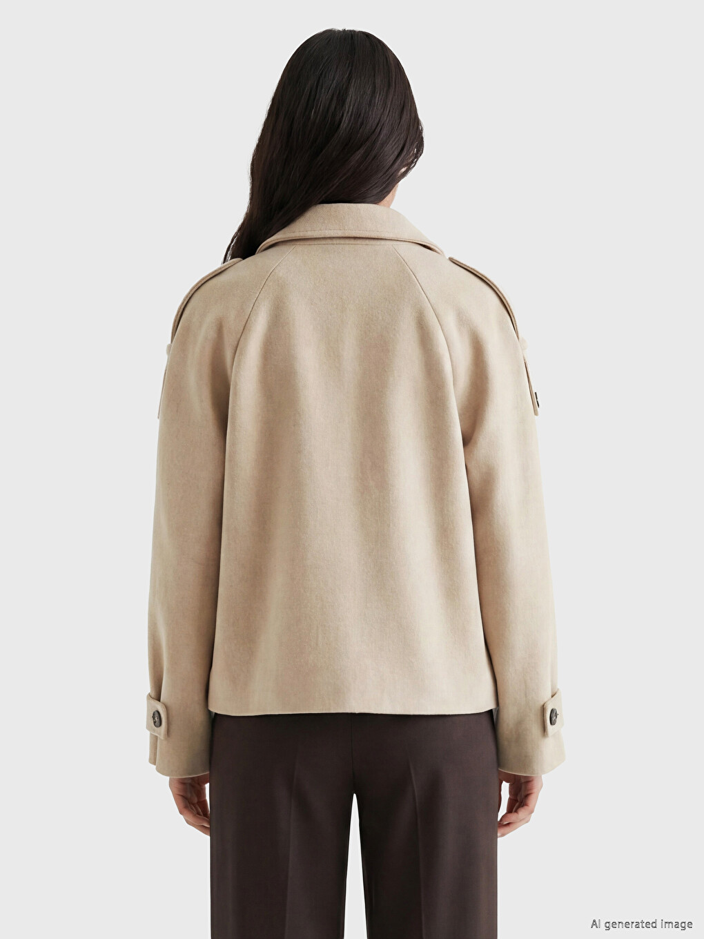 Double Breasted Collar Women's Cachet Overcoat-3