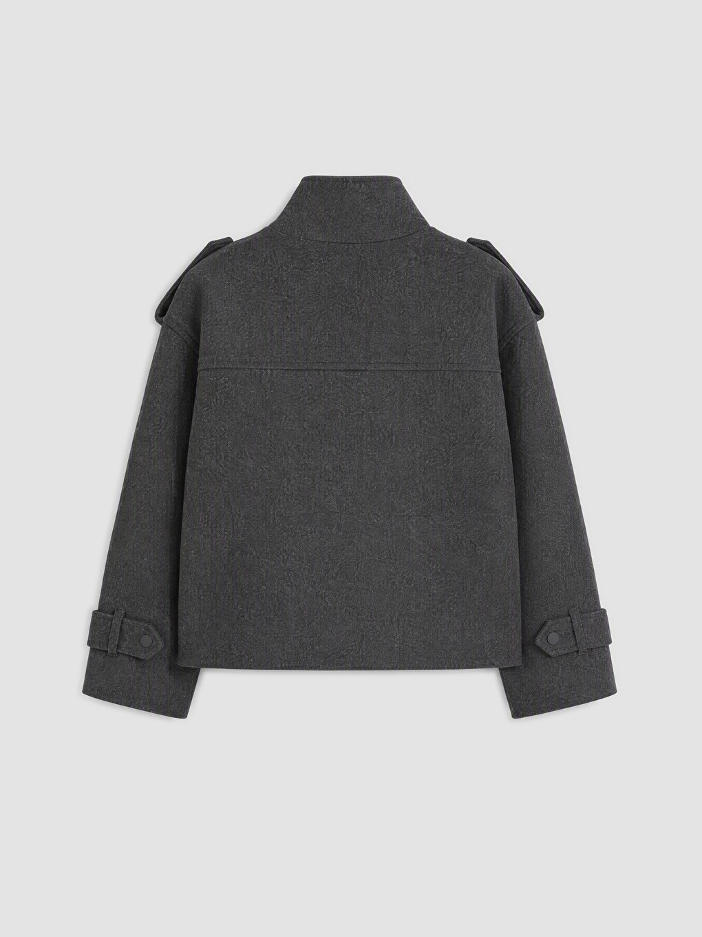 Antrasit Dik Yaka Oversize Kadın Kaşe Ceket-5