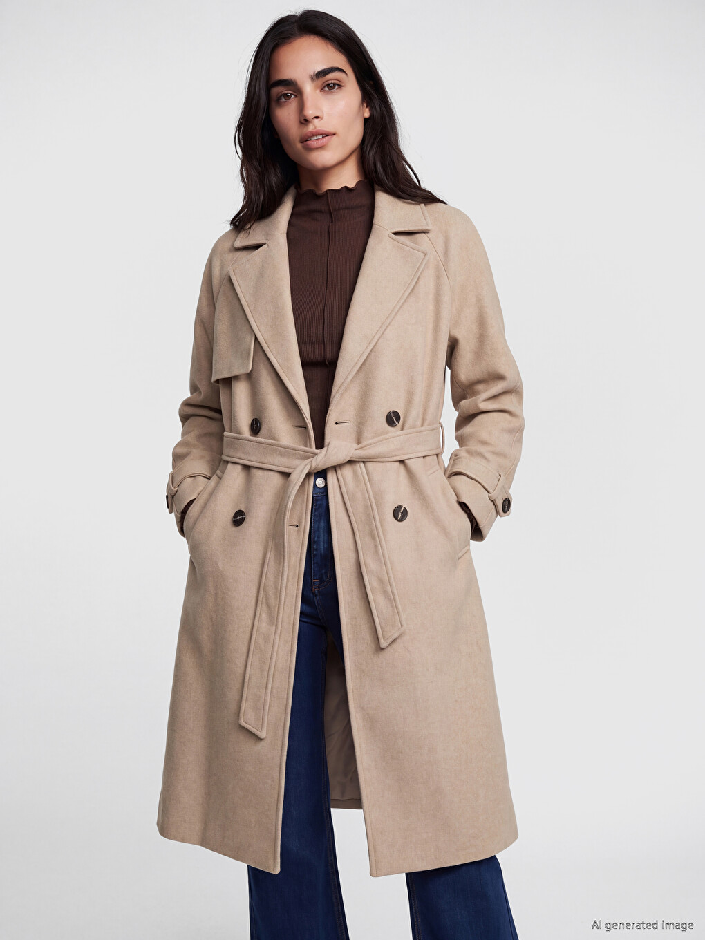 Pardessus Cachet Femme Ceinturé À La Taille-1