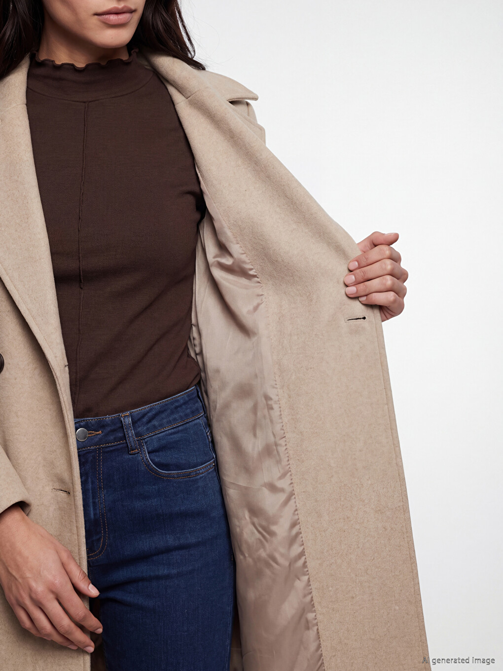 Pardessus Cachet Femme Ceinturé À La Taille-3