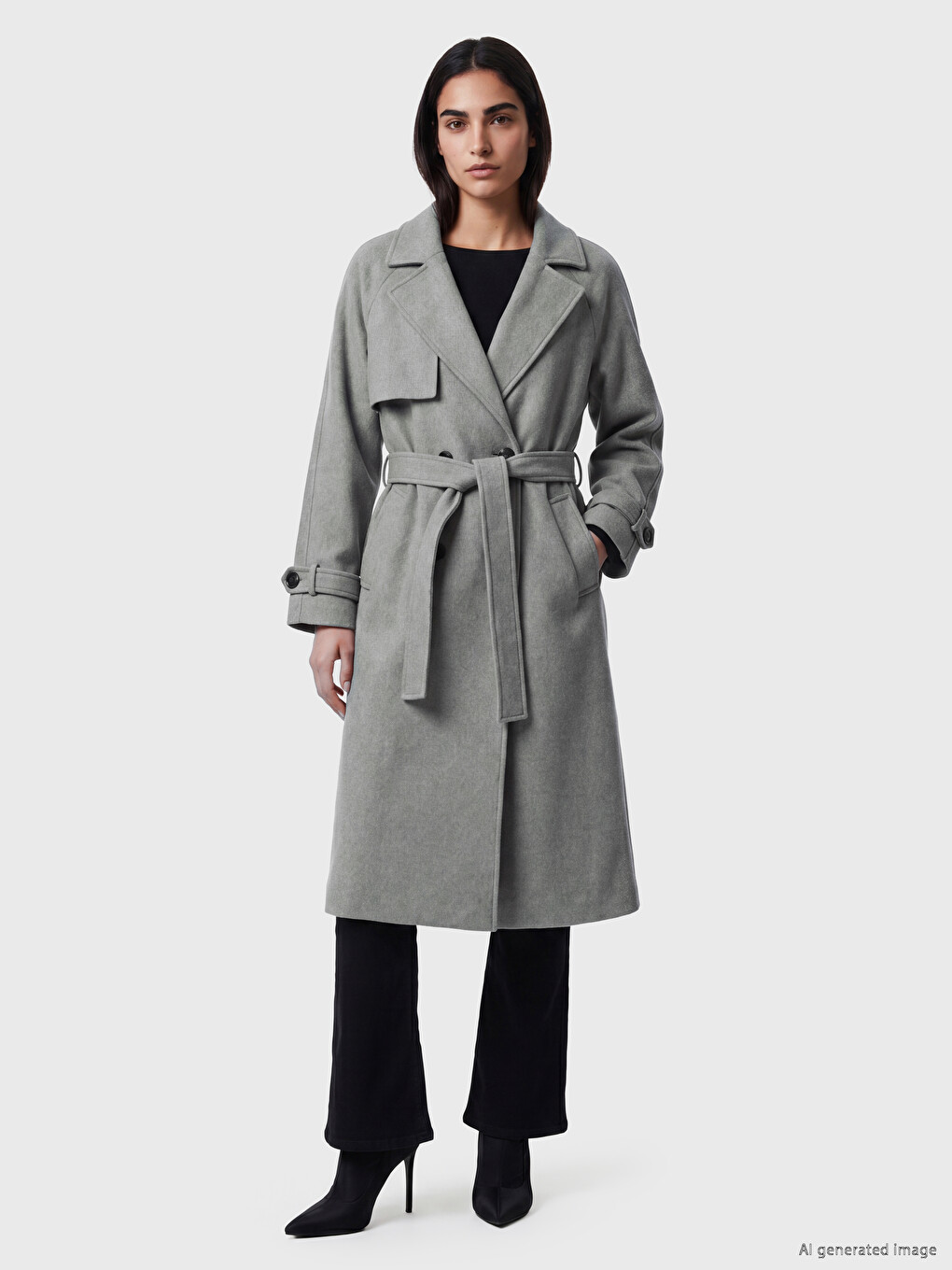 Pardessus Cachet Femme Ceinturé À La Taille