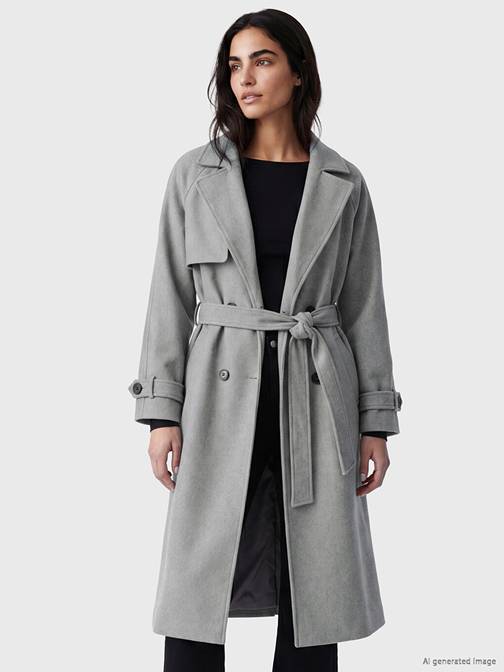 Pardessus Cachet Femme Ceinturé À La Taille-1