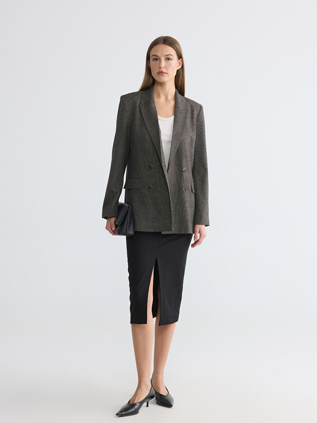 Kruvaze Yaka Kadın Blazer Ceket-1