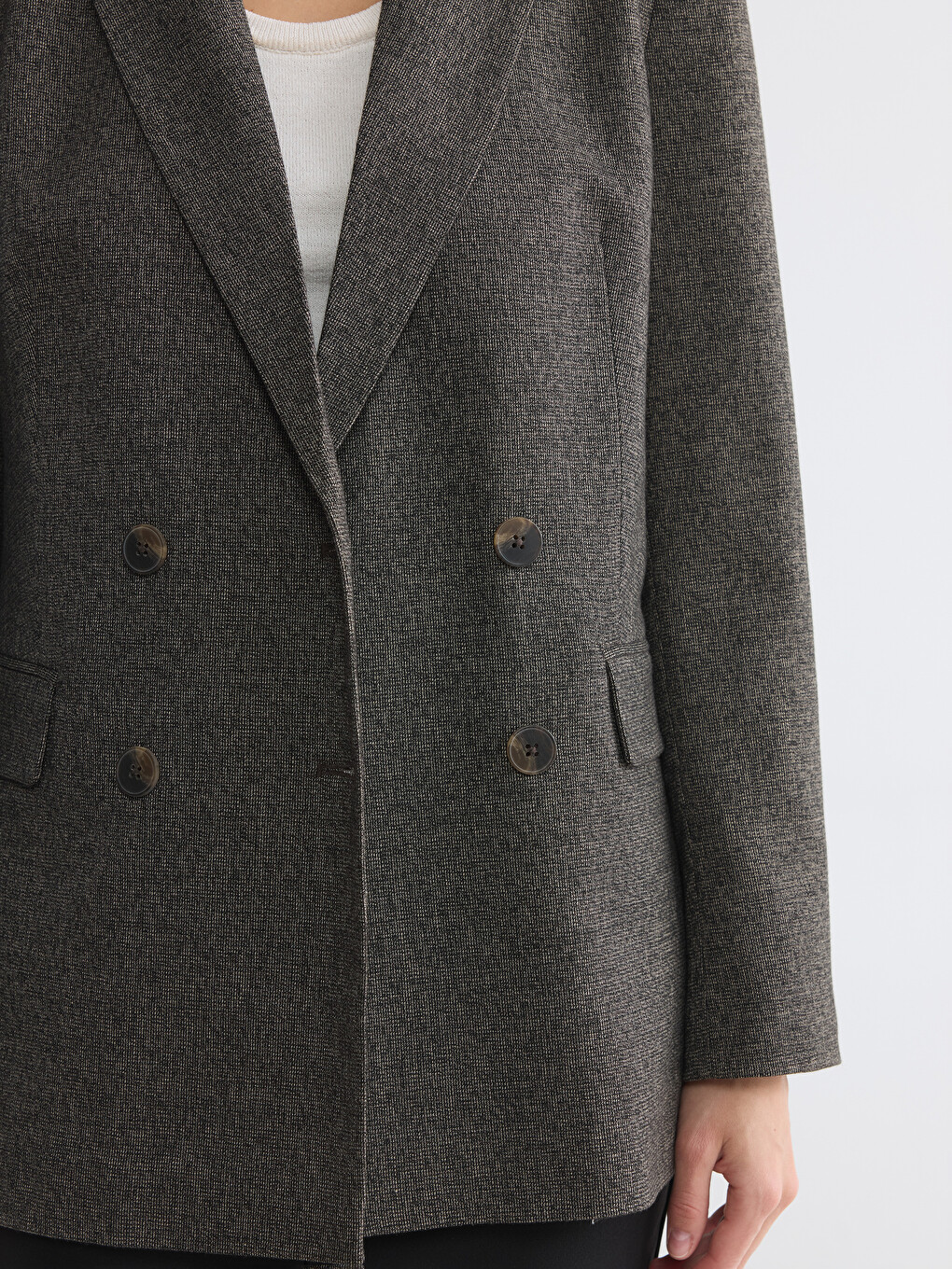 Kruvaze Yaka Kadın Blazer Ceket-2