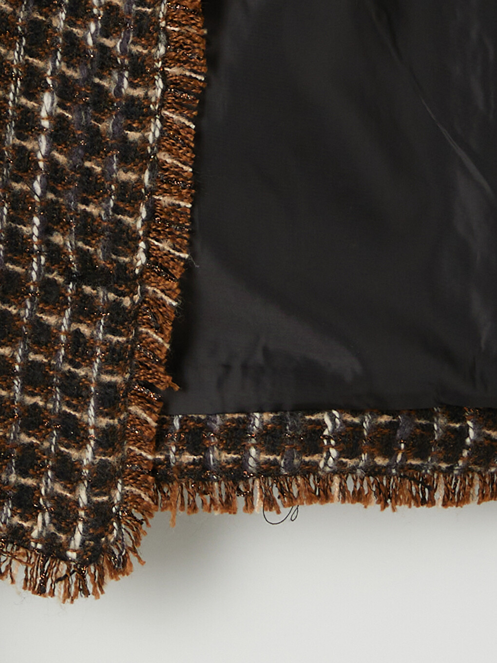 Женский Твидовый Пиджак В Клетку С Круглым Вырезом-8