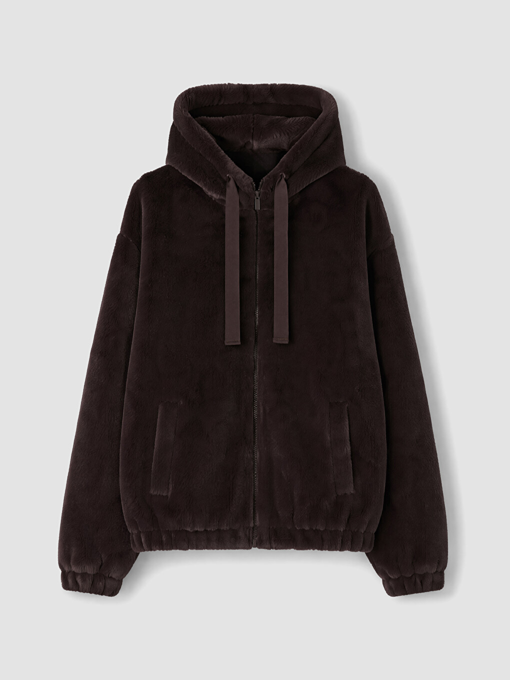 Hooded Oversize Women's Plush Coat-5