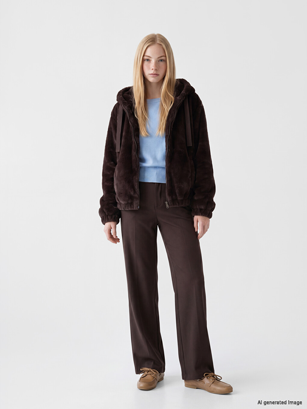 Hooded Oversize Women's Plush Coat-1
