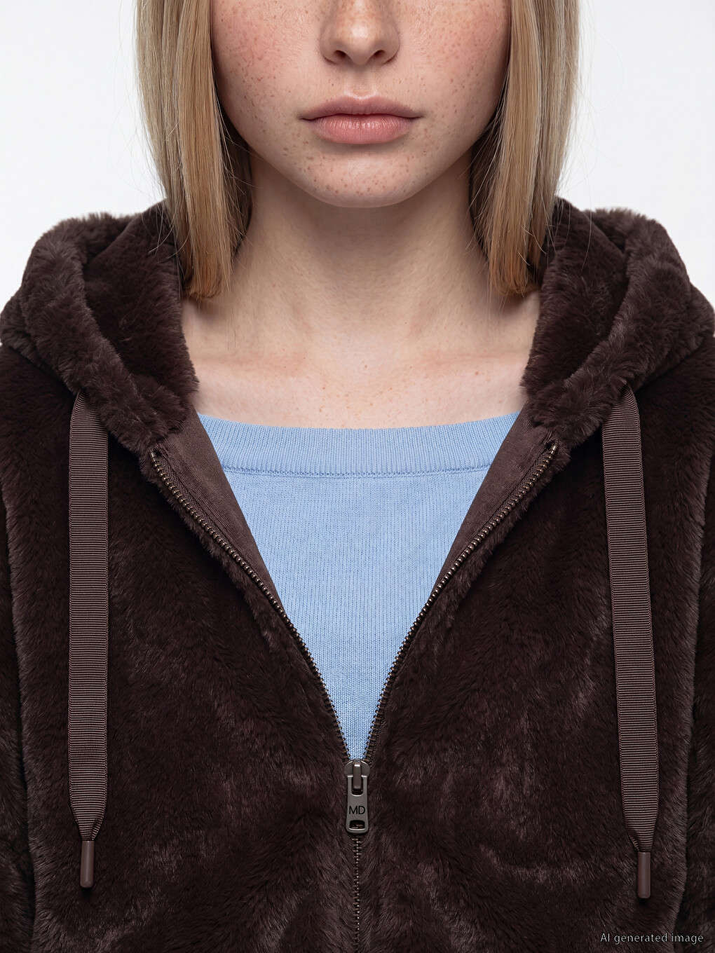 Hooded Oversize Women's Plush Coat-2