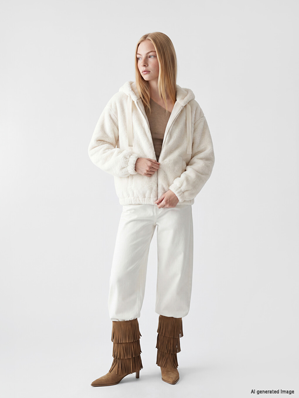 Hooded Oversize Women's Plush Coat-1