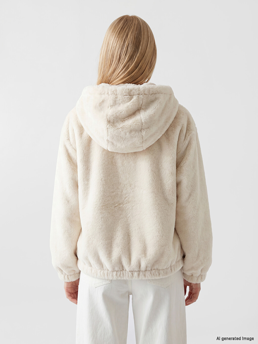 Hooded Oversize Women's Plush Coat-4