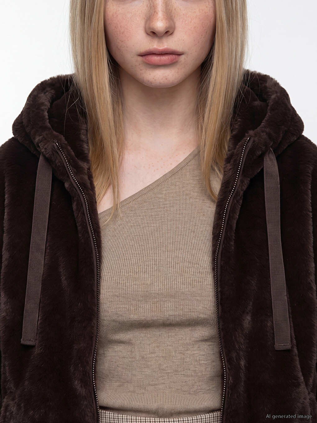 Hooded Oversize Women's Plush Jacket-2
