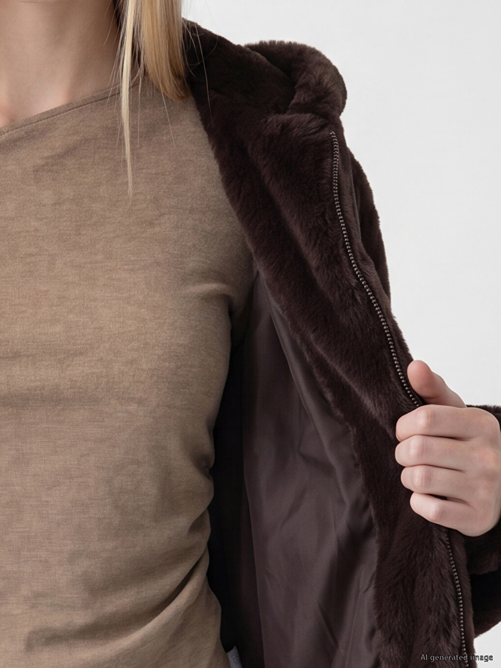 Hooded Oversize Women's Plush Jacket-3