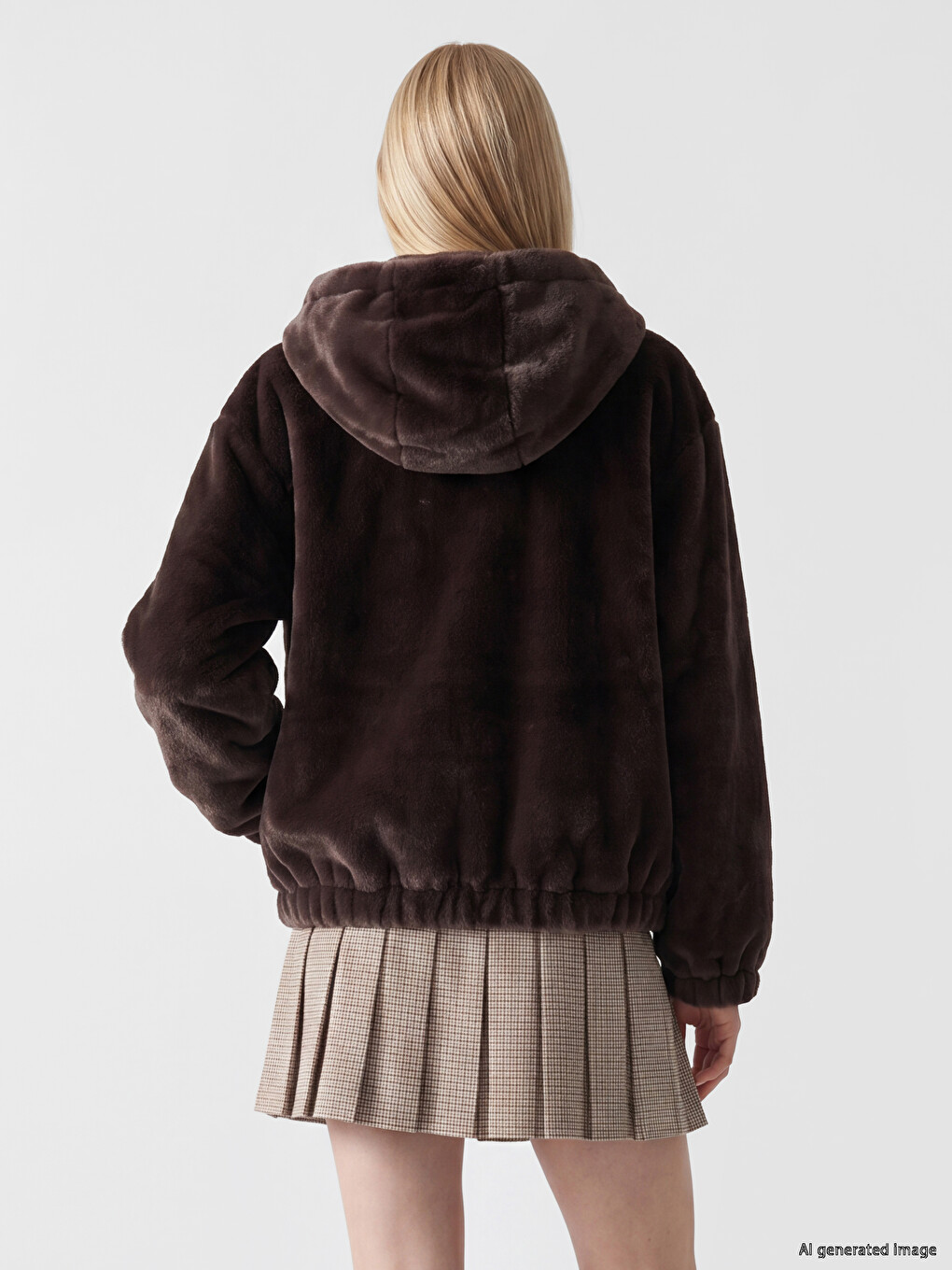 Hooded Oversize Women's Plush Jacket-4