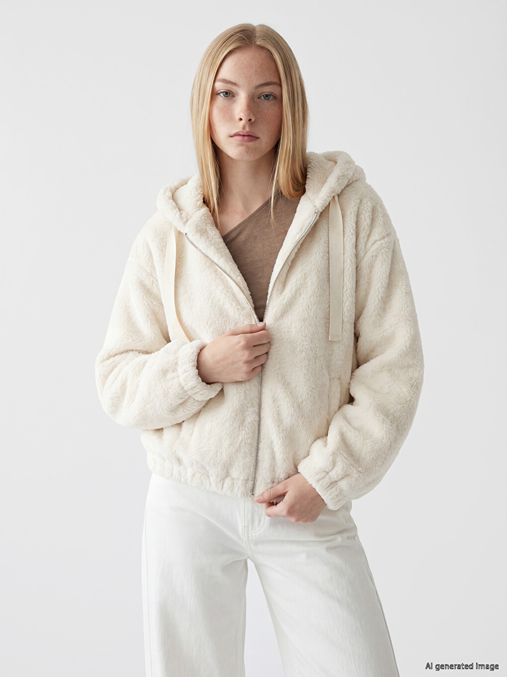Hooded Oversize Women's Plush Jacket