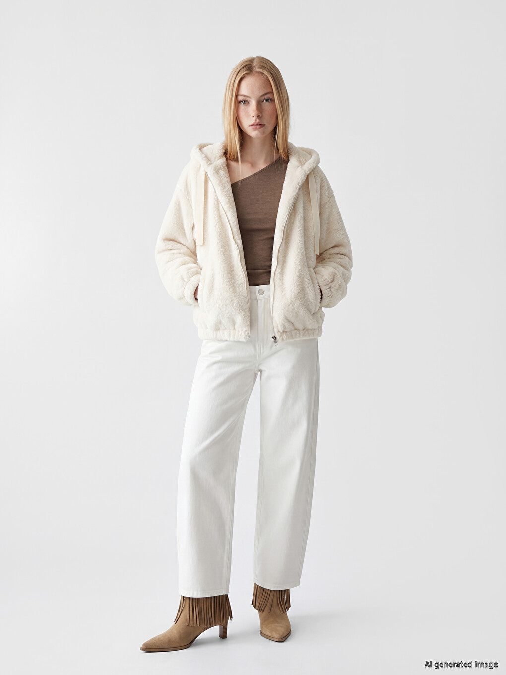 Hooded Oversize Women's Plush Jacket-1