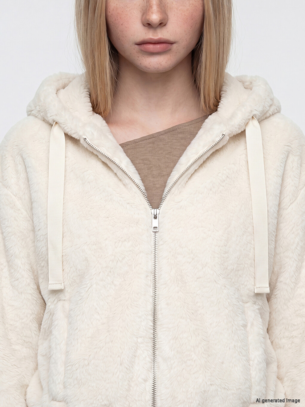 Hooded Oversize Women's Plush Jacket-2