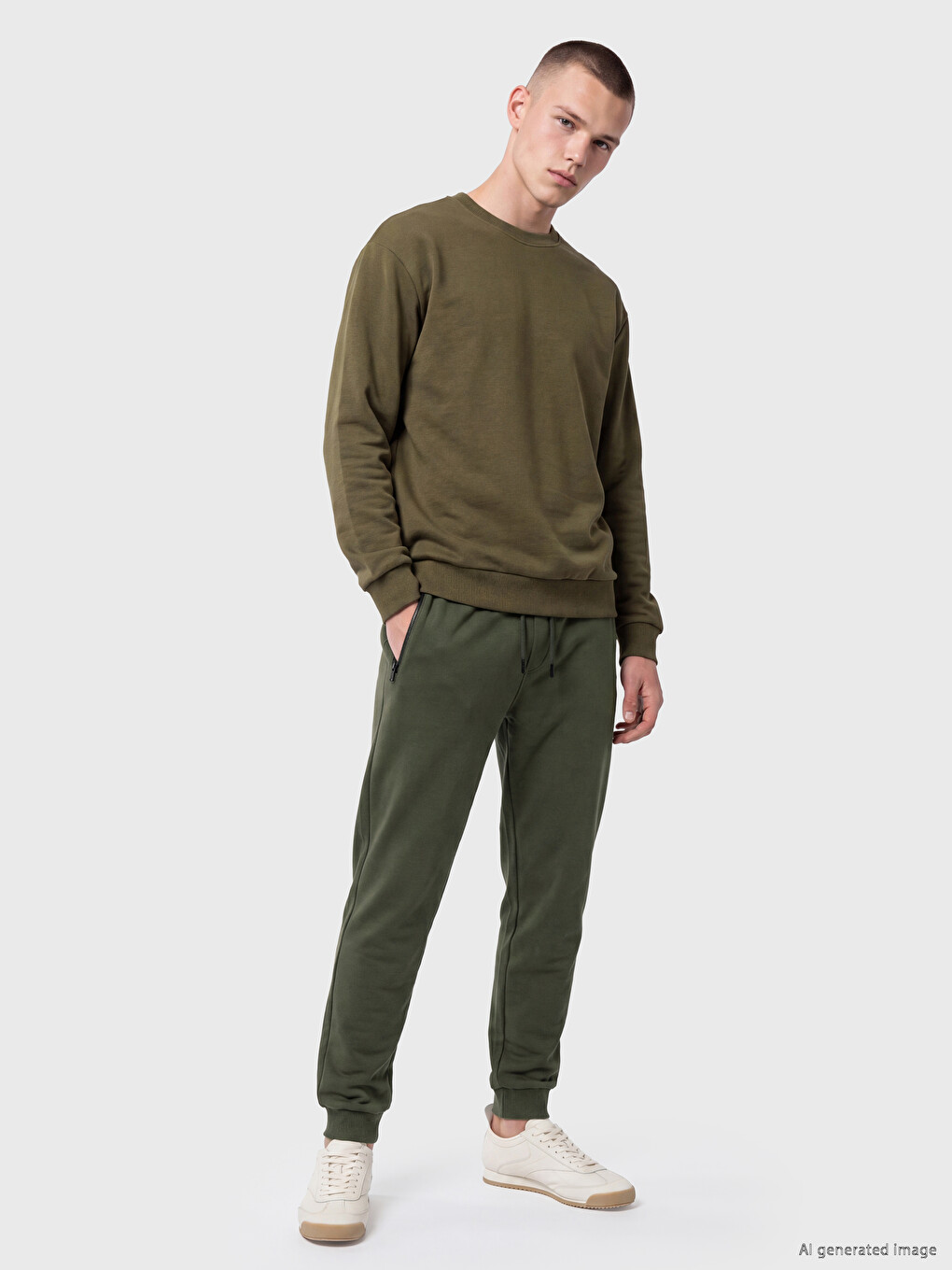 Haki Regular Fit Erkek Jogger Eşofman Altı-1