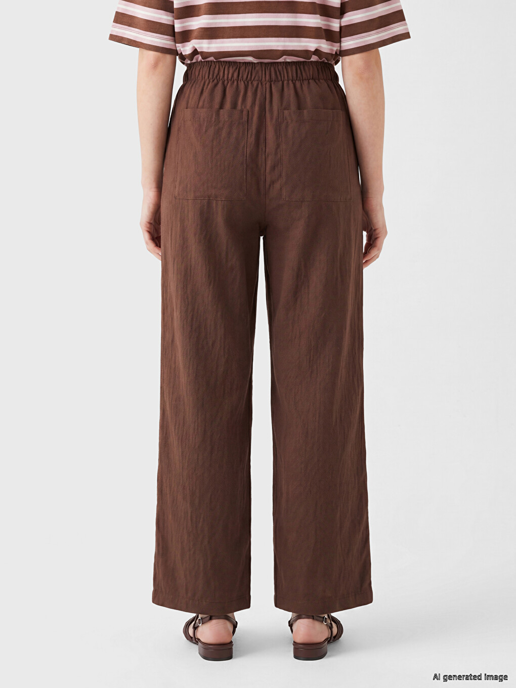 Beli Lastikli Geniş Paça Kadın Pantolon-3