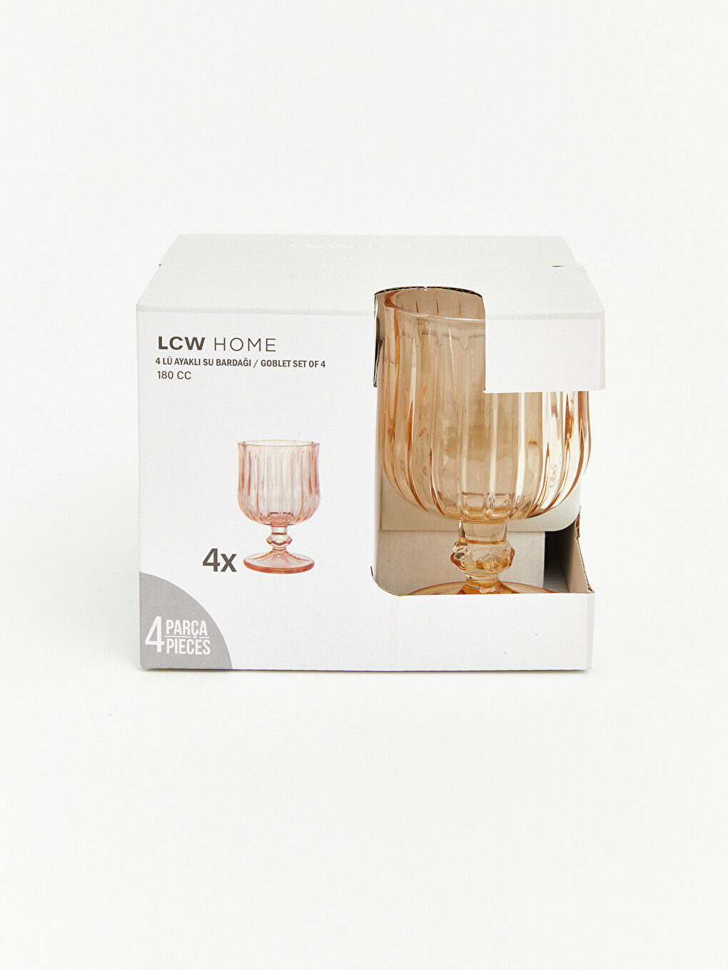 Karışık Ayaklı Cam Su Bardağı Seti 4'lü 180 Ml-2