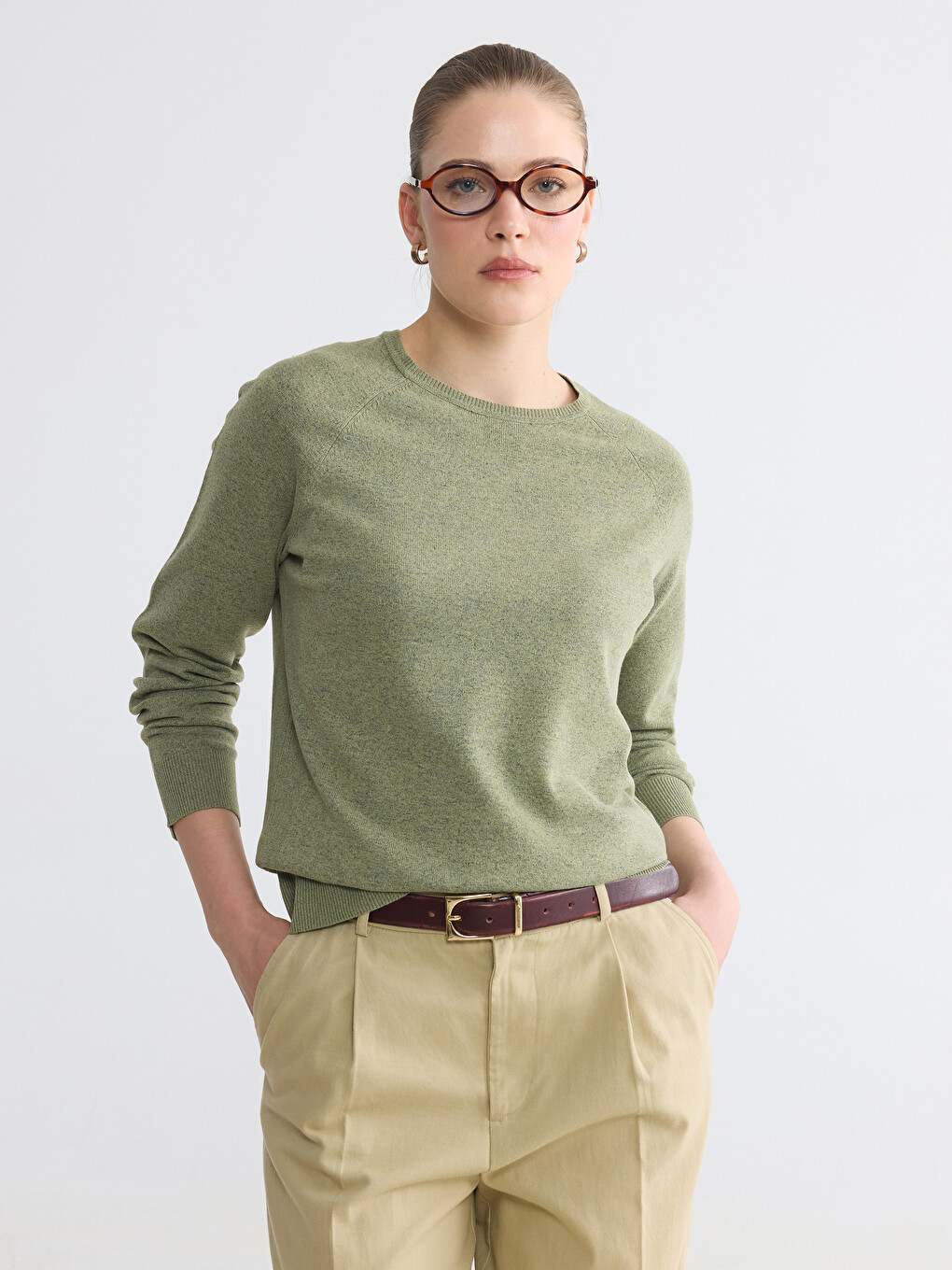 Crew Neck Women's Knitwear Sweater